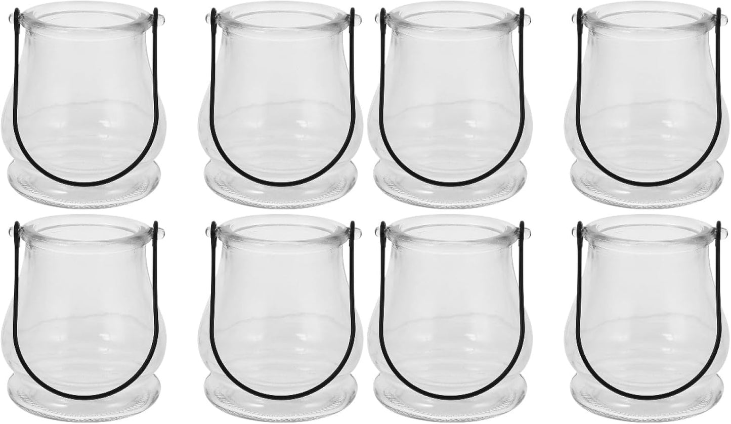 8PCS Hanging Glass Candle Holder: Hanging Glass Vase Air Plant Succulent Vase Hanger Plant Terrariums Orbs Air s for Party Wedding Centerpiece