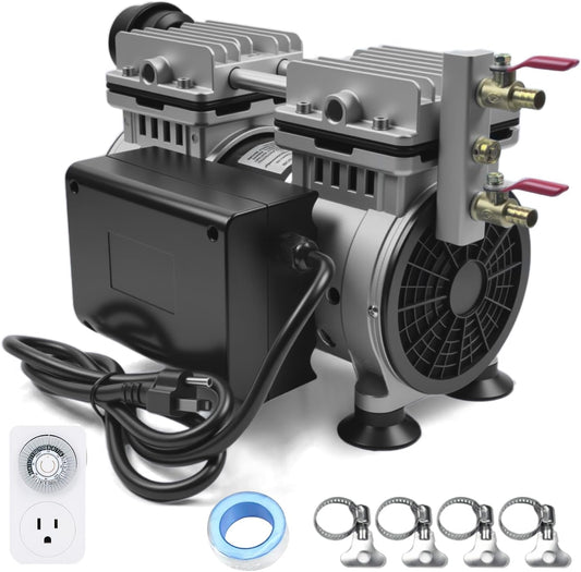 Pond Aeration Pump,550W Power 5.2CFM for Up to 3 Acre with Timer,3/4 HP Compressor