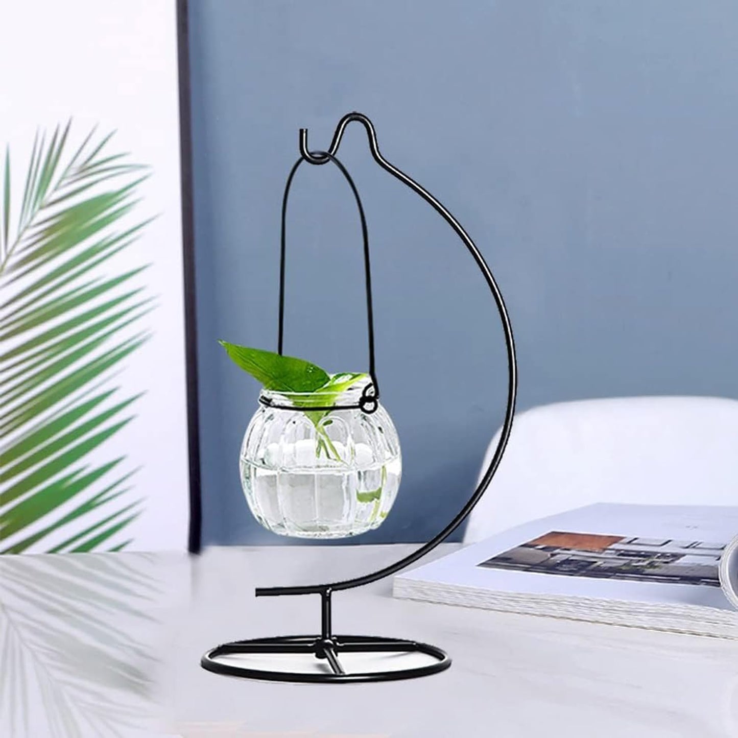 Ornament Display Stand Air Plant Stand Iron Hanging Stand Flower Pot Stand Rack Holder for Hanging Glass Globe Witch Ball Terrarium Christmas Ornament and Home Wedding Decoration (Moon shape2)
