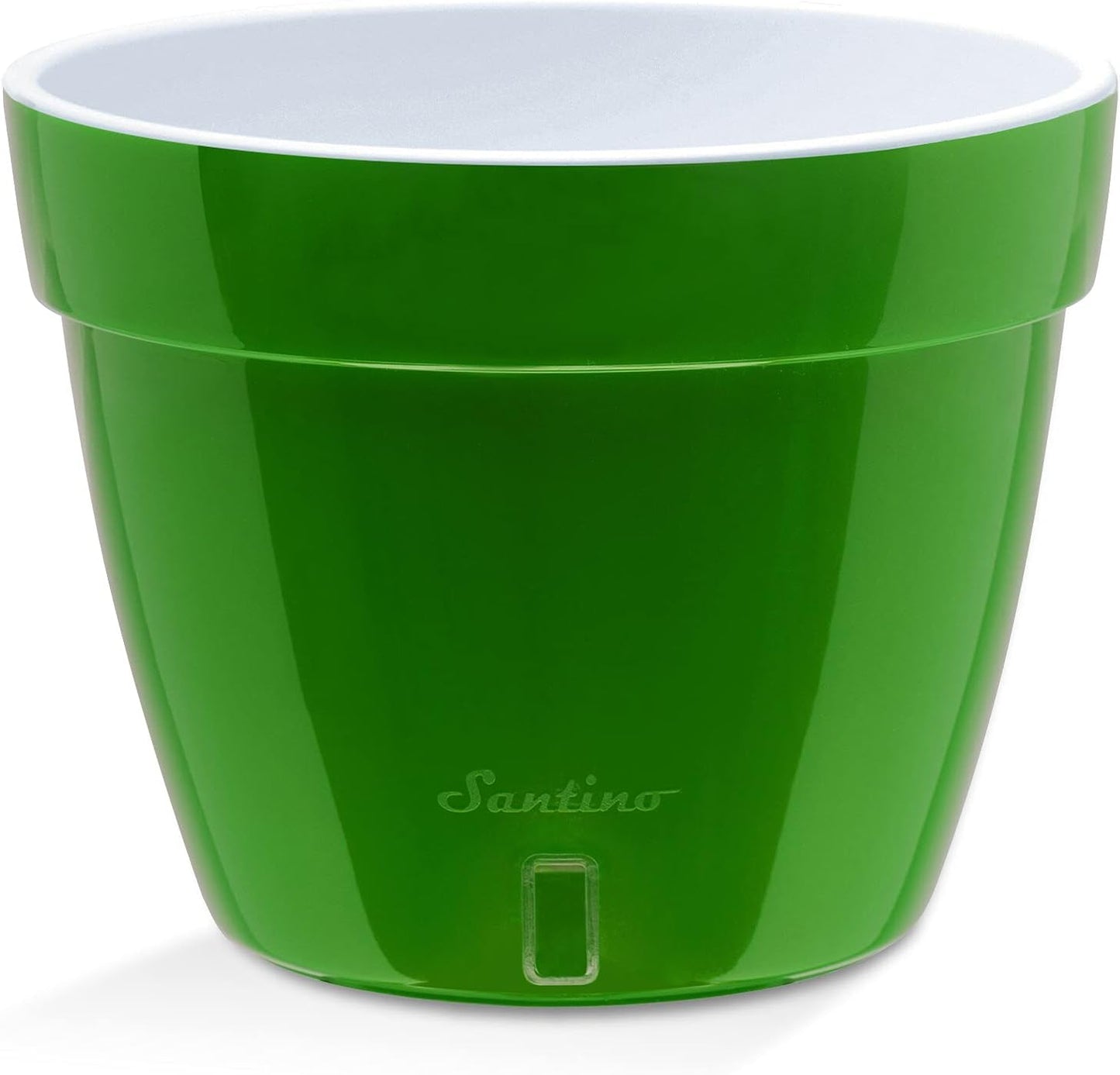 Santino AST 7.9 Inch Self Watering Planter Green-Gold/White Set of 3 for Indoor Plants - Premium Quality Plastic Pot with Water Level Indicator for All House Herbs, African Violets and Dahlias