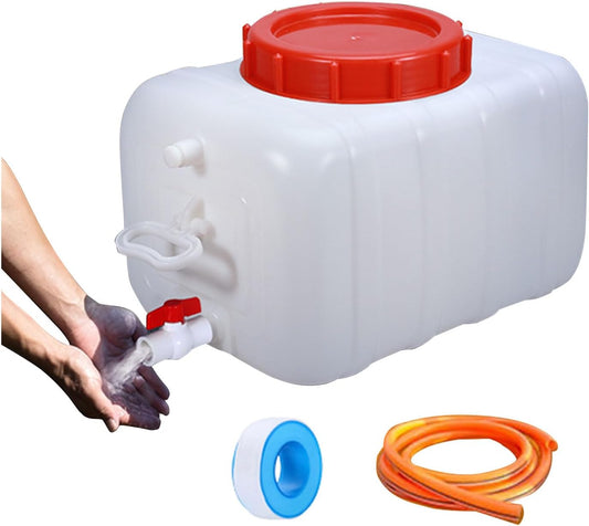 Water Storage Container with Spigot Hose, 52.8 Gallon Portable Water Tank Thick Water Dispenser Carrier Heavy Duty Water Bucket for Hiking Picnic Vehicle Outdoor Emergency(Size:35L/9.3Gal)