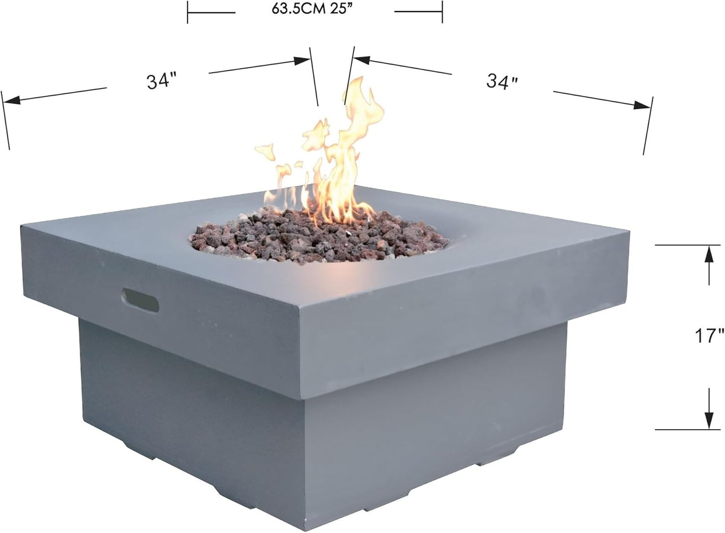 AMS Fireplace | Modeno | Branford | Firepit Table | Cover and Lava Rocks Included | (Fuel: Natural Gas - Light Gray)