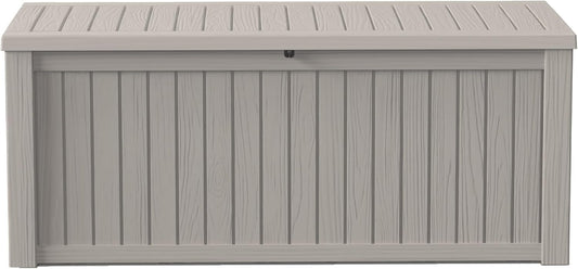 150Gal Outdoor Deck Box Waterproof, Lager Patio Storage Box Indoor and Outdoor Use, Lockable Resin Storage Bin for Patio Furniture Cushions Garden Tools, Package Delivery,UV Resistant-Grey
