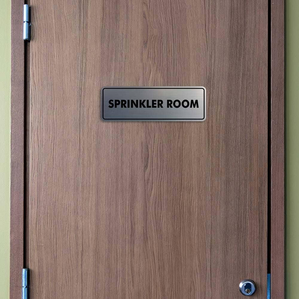 Signs ByLITA Standard Sprinkler Room Sign (Brushed Silver) - Large 2 Pack