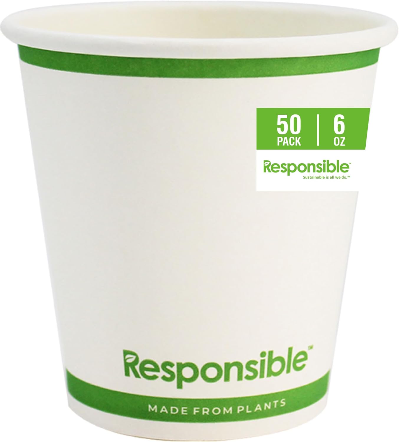 Certified Compostable 6 oz Paper Cups, Cold ＆ Hot Coffee Cups, Disposable Paper Cups, Extra Strength Disposable Cups, Made without PFAS (50 count)
