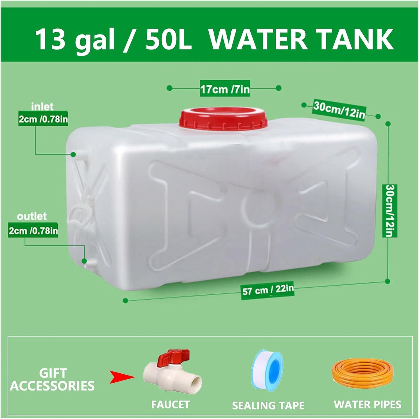 Portable Water Tank Water Storage Tank for Camping with Spigot Hose Plastic Water Container Water Storage Container for Emergency Water Storage Hiking Outdoor(Size:13gallon / 50L)