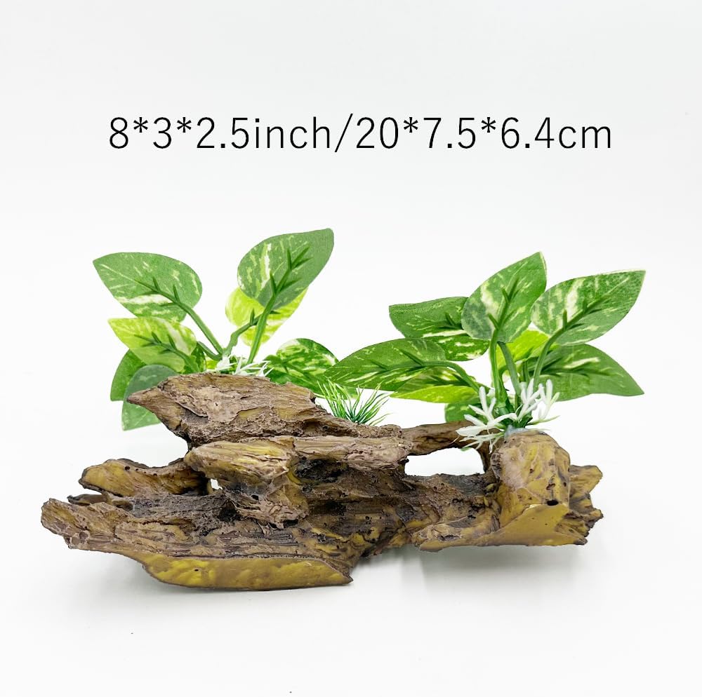 Smoothedo-Pets Fish Tank Decorations Aquarium Decor Ornaments Betta Silk Leaf pad Hammock Artifical Driftwood Cave Goldfish Bowl Accessories (Type-B)