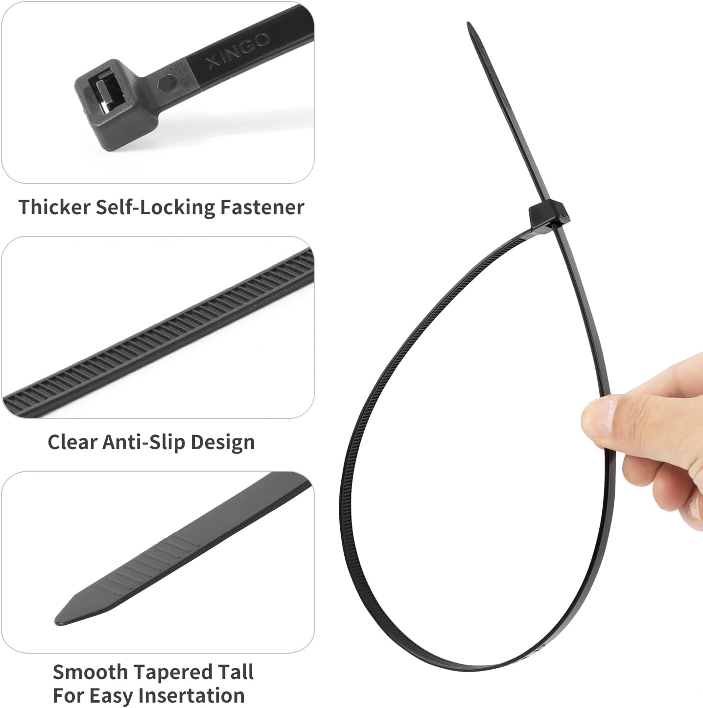 XINGO 36 inch Black Cable Zip Ties Heavy Duty 40 PCS, 250 LBS Ultra Strong Plastic Wire Ties, Large Cable Ties xtra Long Tie Wraps, Indoor and Outdoor UV Resistant