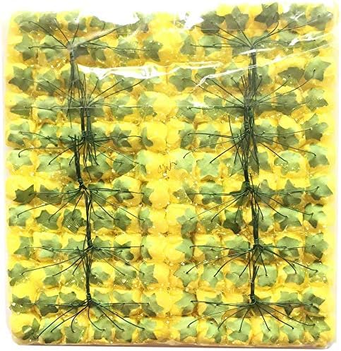 Mini Fake Rose Flower Heads 144pcs Mini Artificial Roses DIY Wedding Flowers Accessories Party Baby Shower Home Decorations(Bottom add Gauze) Yellow
