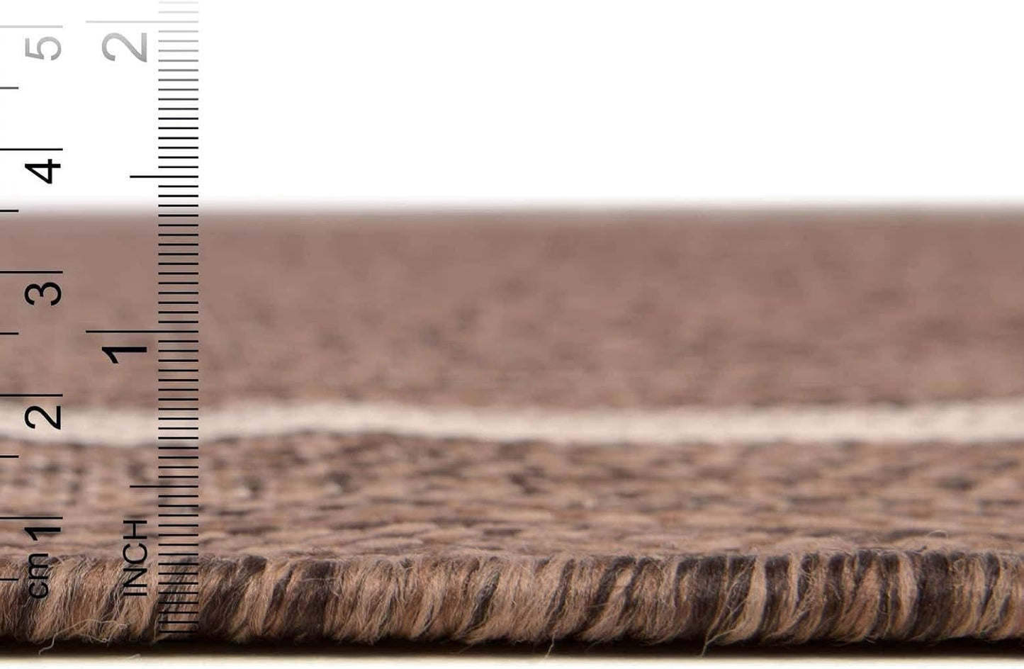 Unique Loom Outdoor Border Collection Area Rug - Soft Border (2' x 8' Runner, Brown/ Ivory)