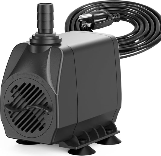 Submersible Pump 660GPH with AUTO-Shut-Off 8.2ft High Lift for Fountains, Hydroponics, Ponds, Aquariums & More