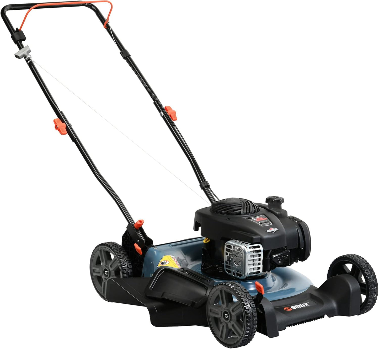 SENIX LSPG-M3 21-Inch Gas Push Lawn Mower with 125 cc 4-Cycle Briggs & Stratton Engine, 2-in-1,Mulching and Side Discharge, 6-Position Dual Lever Height Adjustment