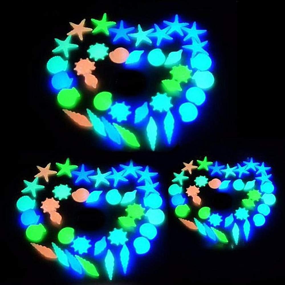Oubest Glow in The Dark Pebbles/Glow Stones/Glowing Rocks Blue Decor for Garden/Fish Tank/Aquarium/Walkway/Driveway/Plant Pots/Bonsai (100, Starfish)