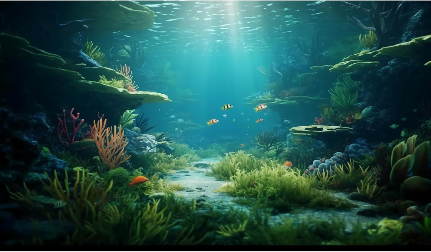 Ocean Floor Fish Tank Background Under The Sea Coral Reef Aquarium Background Underwater Aquatic Plants Corals Rock Cave Terrarium Backgrounds Tropical Fish Ocean Aquarium Backgrounds Decors 60x24in
