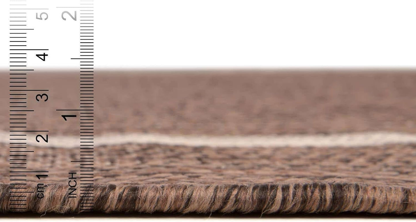 Unique Loom Outdoor Border Collection Area Rug - Soft Border (2' 7" x 4' 1" Hearth Brown/Ivory)