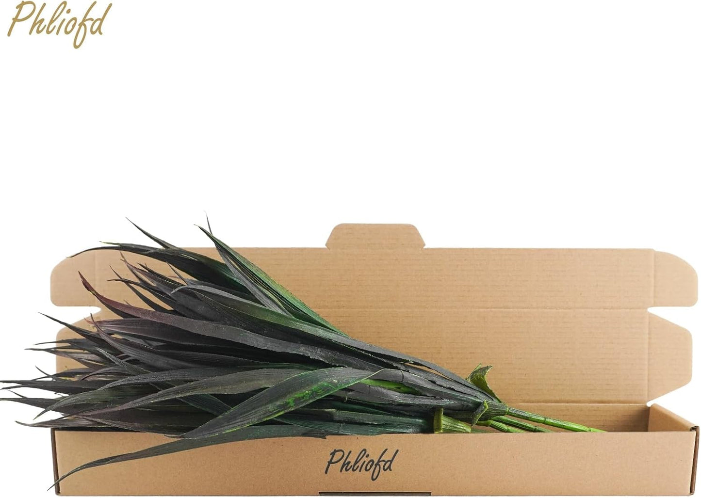 32 Pcs Artificial Grass Fake Plants 17.3in Outdoor Plants UV Resistant Faux Greenery Stems Fake Grass for Home Window Garden Office Patio Pathway Front Porch Halloween Décor Green & Black