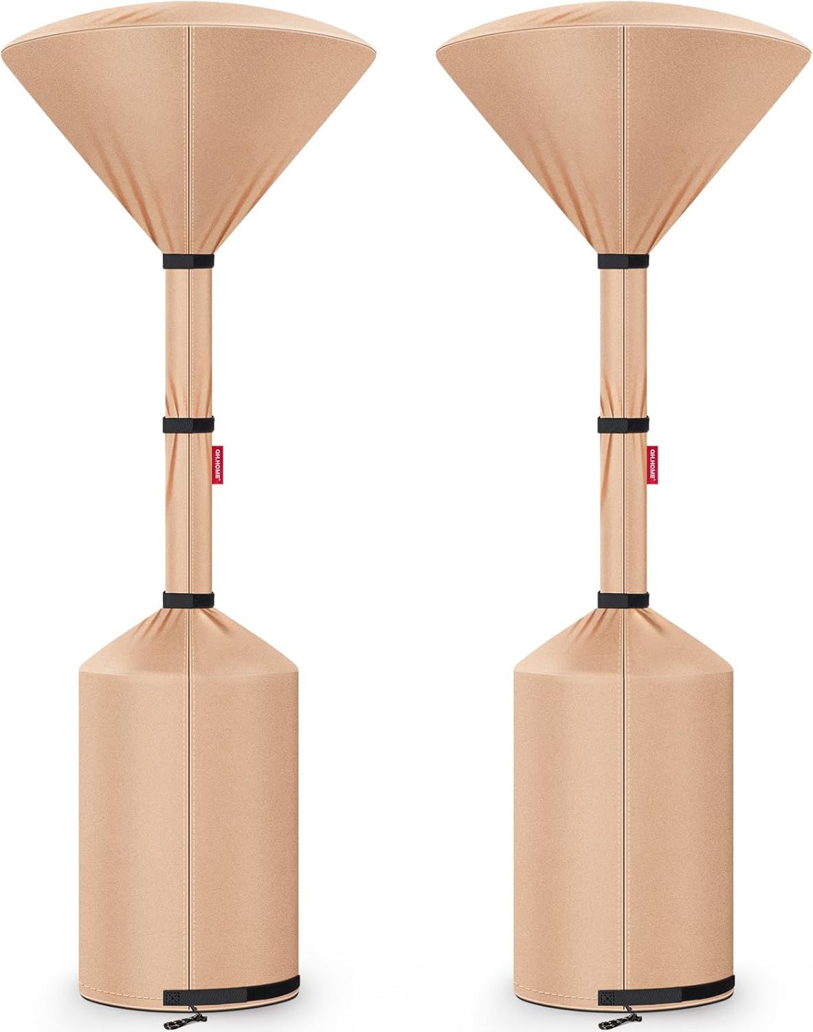 QH.HOME Winter Patio Heater Covers, [2025 Upgraded Tear-Resistant Fabric] Waterproof with Robust Zipper ,Height fit 87"-92",Dustproof/Wind/Sunlight/Snow-Resistant, 2 Pack-Camel