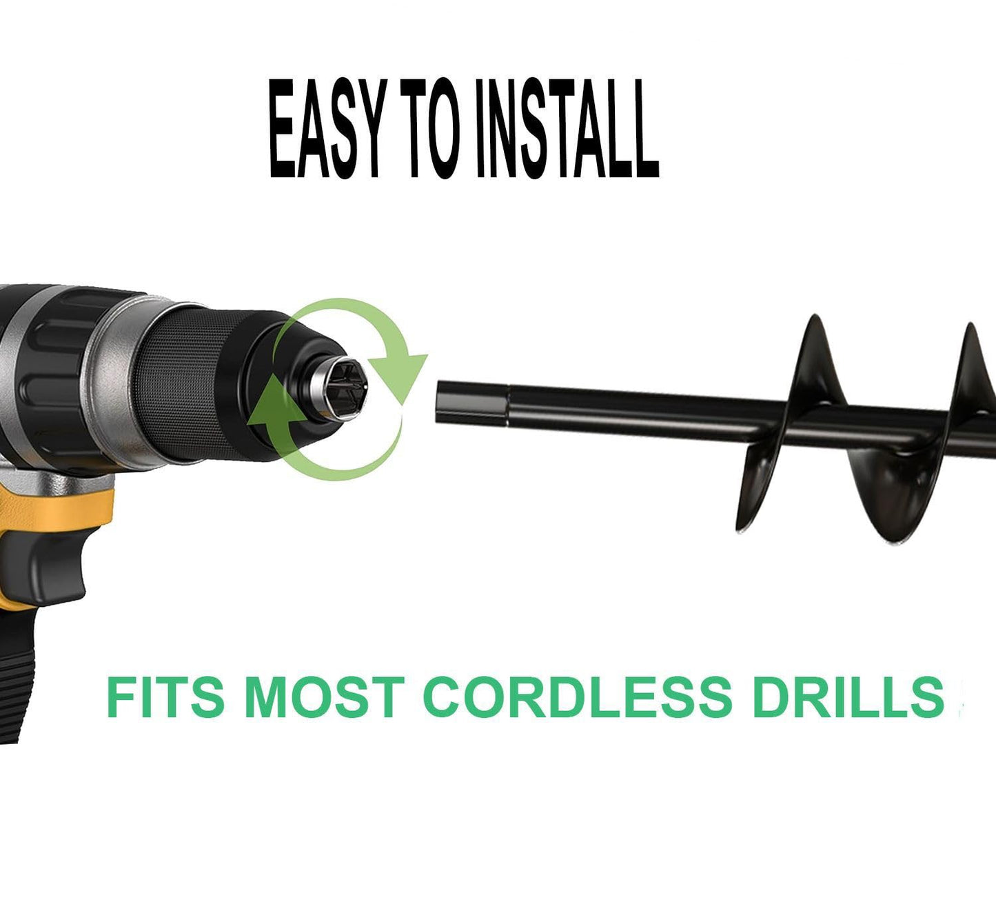 Auger Drill Bit for Planting 2x32'' - with Extension - Spiral Hole Planter for Bulbs, Fence Posts, and Umbrella Holes - 3/8'' Hex Drive Drill- Gardening Hole Digger Yard Tools