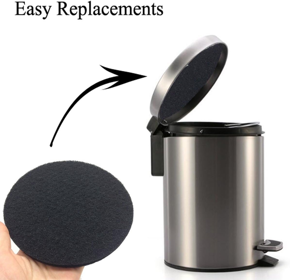 6.7inch Charcoal Filters for Kitchen Compost Bin Pail Replacement Filter Countertop Home Bucket Refill Sets, Round