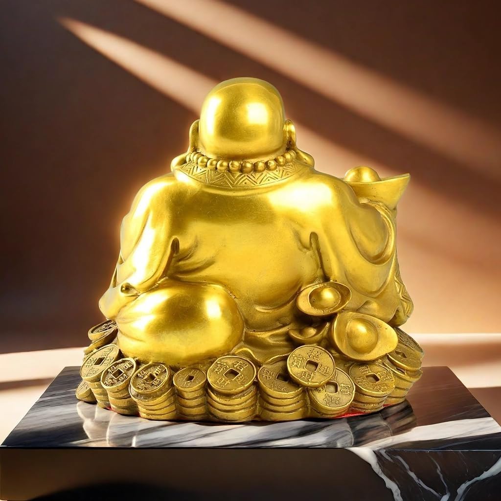 Golden Laughing Buddha Statue,New Home Decor, for Home,Room Decor Lucky and Happy,Zen Garden