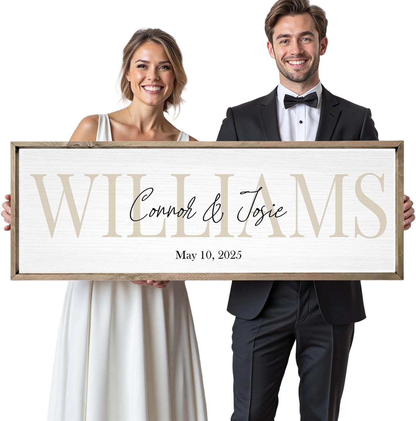 Wedding Gifts for Couples 2025, Custom Wood Sign for Bridal Shower Gift, Engagement Gift, Newlywed Gift, Personalized Framed Last Name Sign with Established Date for Home
