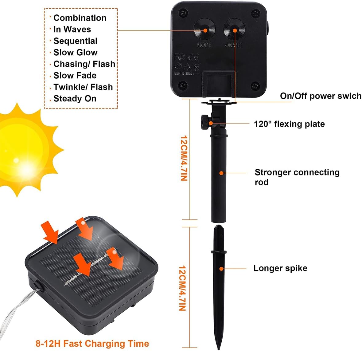 Twinkle Star 2 Pack Solar String Lights Outdoor, Total 80 FT 240 LED Solar Fairy Lights Outside Waterproof 8 Modes, Christmas Tree Light for Patio Garden Party Backyard Wedding Decor Warm White