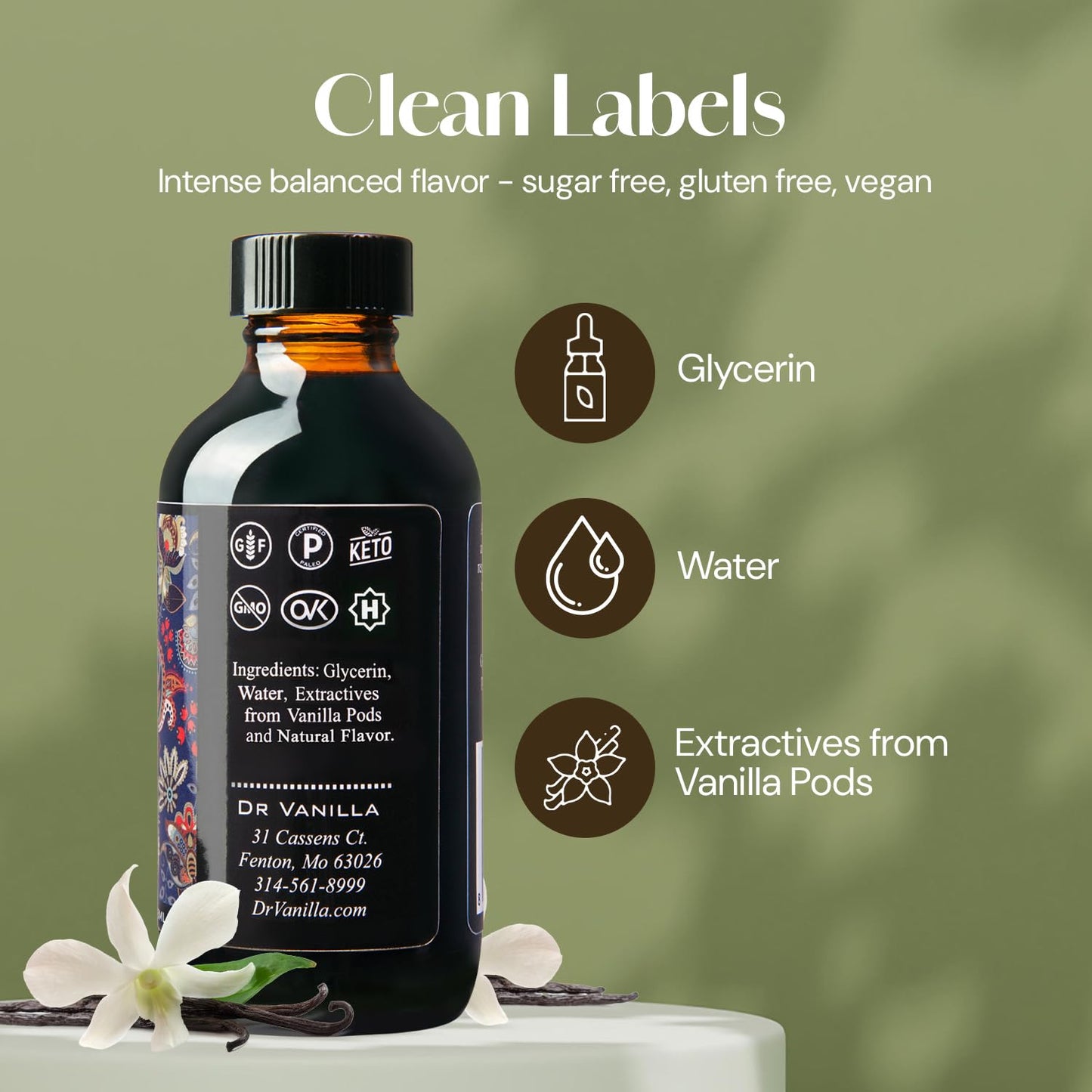 Alcohol-Free Natural Vanilla, Nature Sourced For Baking, Sweet Drinks And More, Small Batch Handcrafted From Madagascar Bourbon Vanilla Pods, 4 Oz Bottle