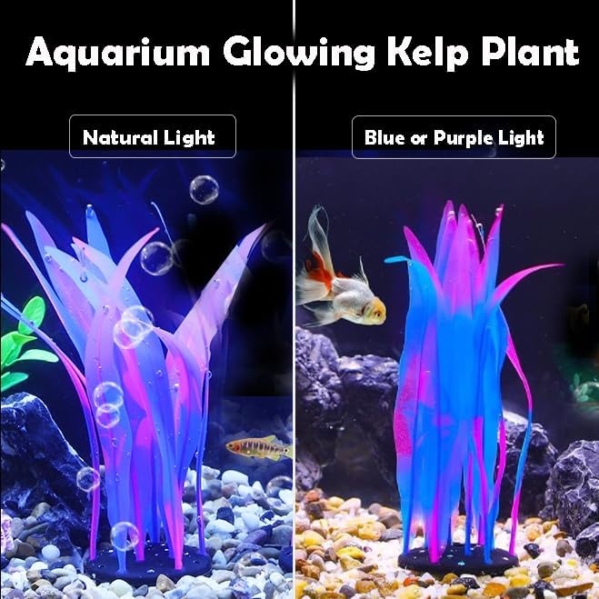 Artificial Aquarium Plants Decoration Set,6pcs Floating Glowing Plants Water Grass for Fish Tank,Pink Blue Green Orange Red Plant 7Inch/9.8Inch/17Inch（Color Size Random）