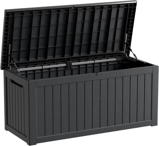 270 Gallon Waterproof Deck Box, Lockable Resin Storage Box for Patio Furniture Cushions Garden Tools and Outdoor Delivery Storage, Black