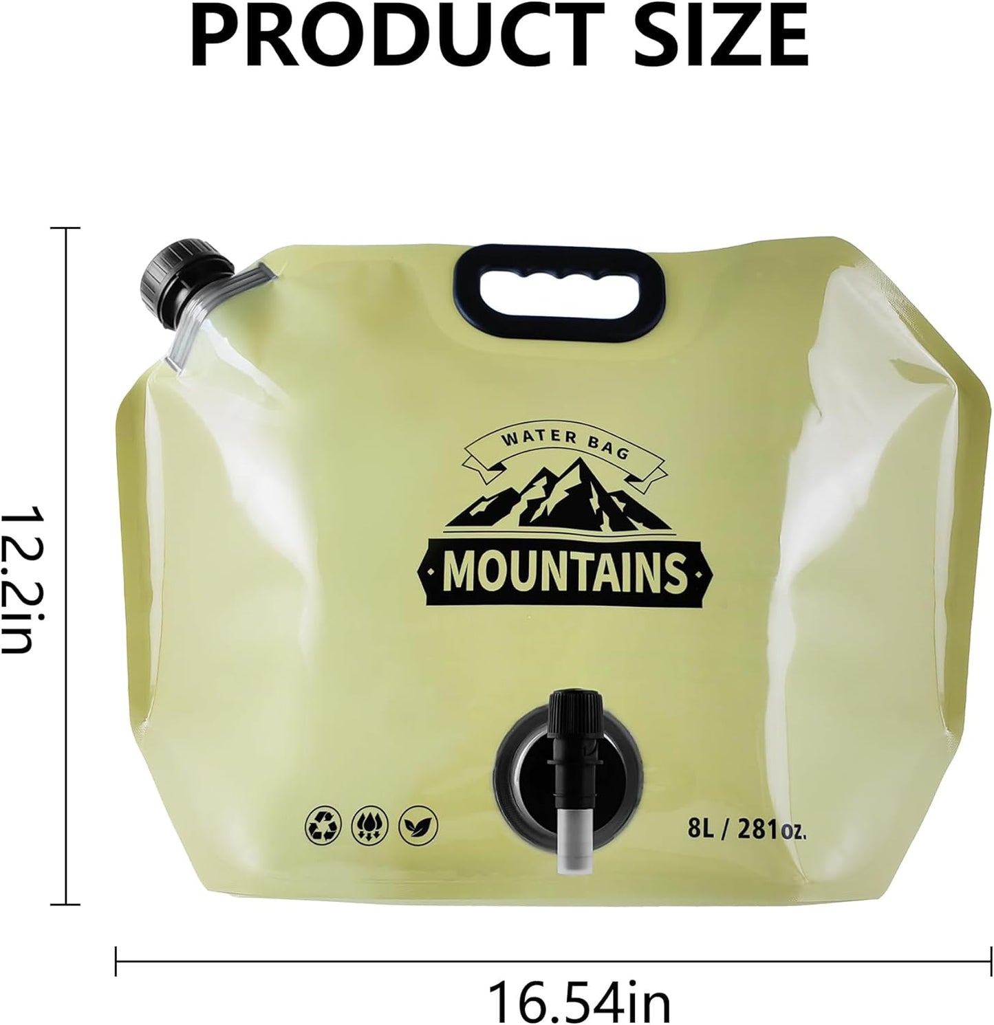 Collapsible 8L Water Storage Bag, BPA-Free Portable Folding Water Jug with Adjustable Faucet, Leakproof Emergency Water Bag for Camping, Hiking, Riding, Outdoor Sport (BEIGE&GREEN, 4)