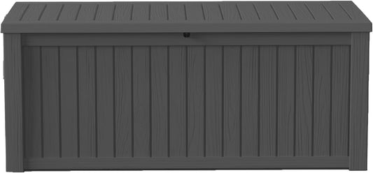 150Gal Outdoor Deck Box Waterproof, Lager Patio Storage Box Indoor and Outdoor Use, Lockable Resin Storage Bin for Patio Furniture Cushions Garden Tools, Package Delivery,UV Resistant-Black