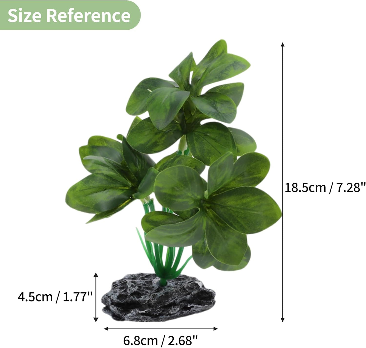 Aquarium Plastic Plants, Reptile Plant Decoration, Aquatic Plant Resin Decor, Betta Fish Tank Realistic Plants for Aquarium, 7.28" Height, Green