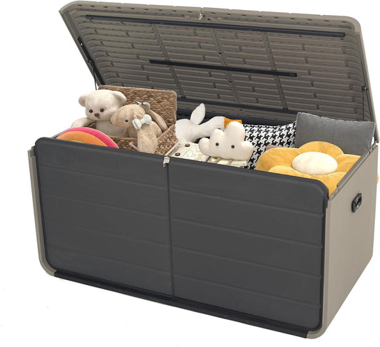 Resin Deck Box 200 Gallons, Extra Large Heavy-Duty Outdoor Storage Box, Lockable & Waterproof Patio Outside Storage Box for Patio Furniture, Tools, Pool Supplies