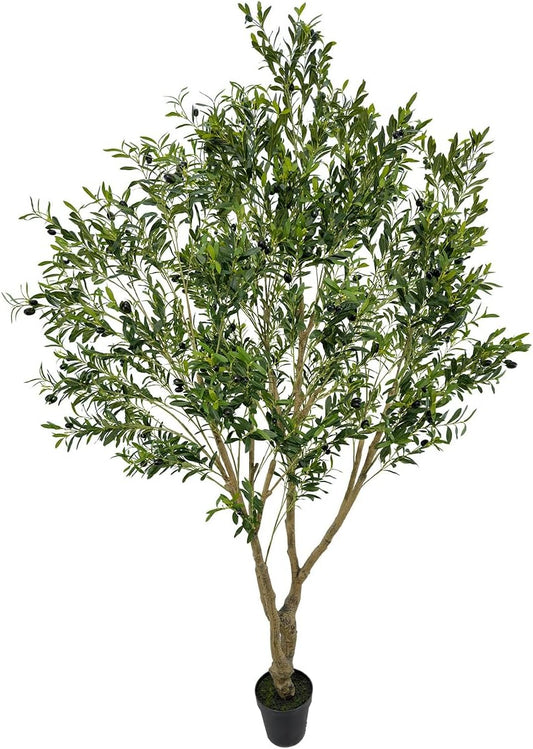 Artificial Tree Faux Olive Tree 8ft Tall Fake Olive Plant in Pot Fake Silk Tree Faux Plants Indoor