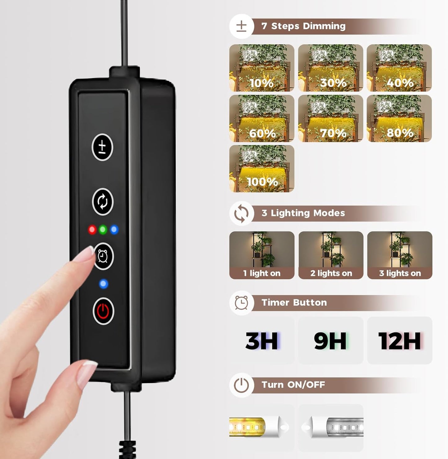 Bamworld Tall Plant Stand Indoor with Grow Light Corner Plant Stand for Indoor Plants 5 Tier Metal Wood Plant Shelf with Grow Lights for Living Room Bedroom Patio Garden Balcony Decor