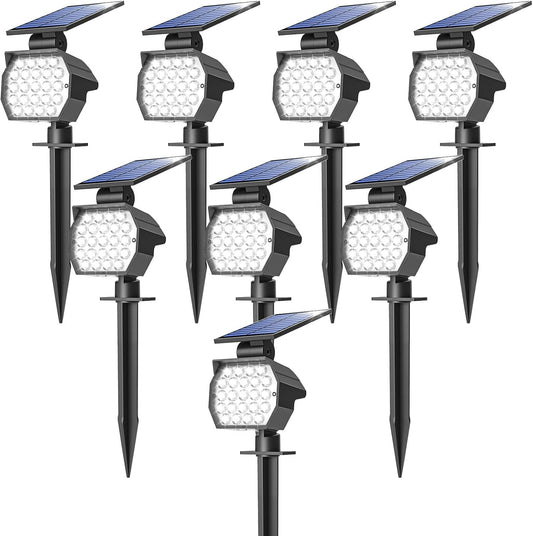 NIORSUN Solar Spot Lights Outdoor,23 LEDs Landscape Lighting with Auto On/Off and 3 Lighting Modes, IP67 Waterproof Spotlights,Outdoor Solar Lights for Yard Garden,8 Pack(Cool White)