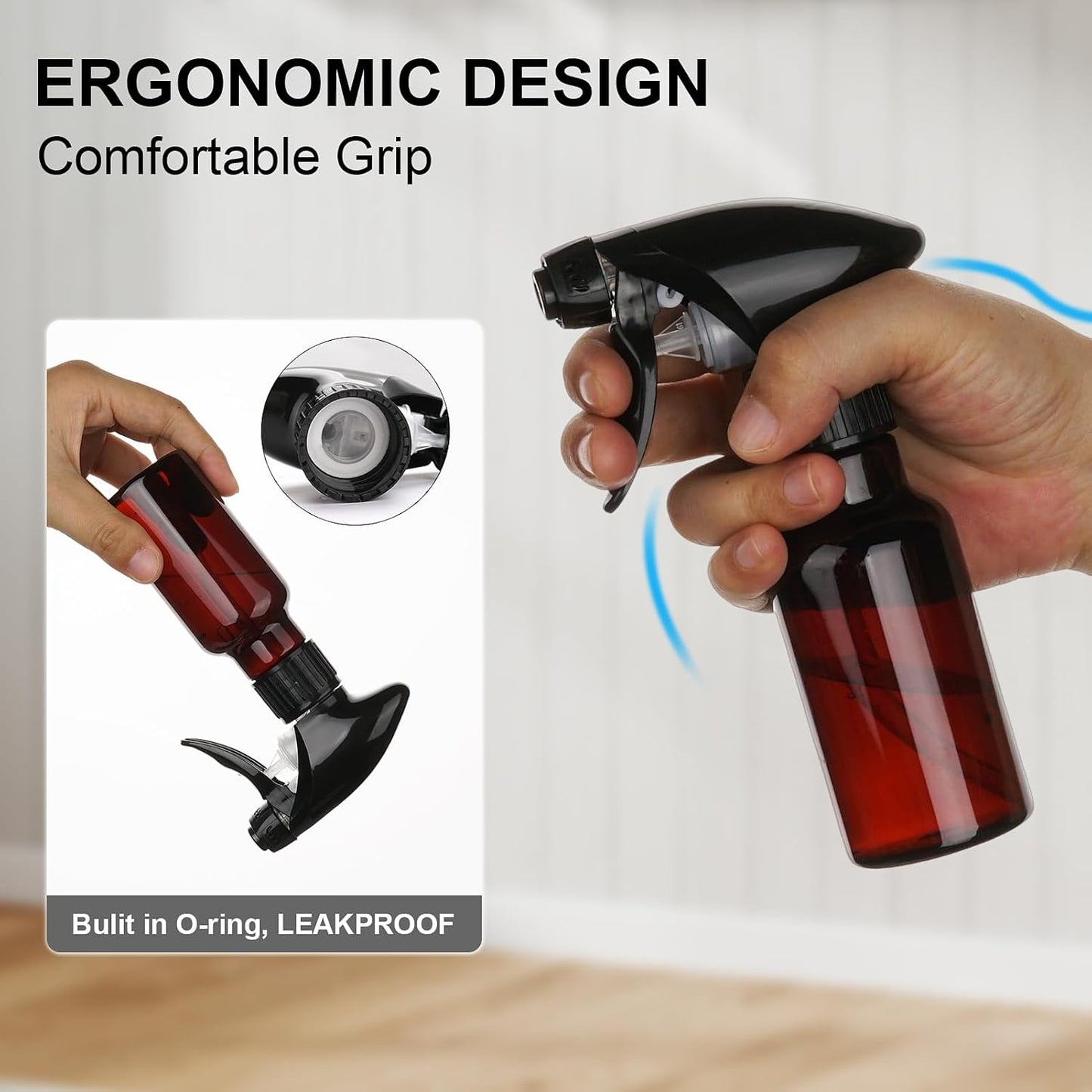 Spray Bottles 4oz/120ml Plastic Small Spray Bottle for Hair Mist/Stream Spraying Heavy Duty Empty Water Spray Bottles for Cleaning Solutions, Plants 2 Pack (Brown)