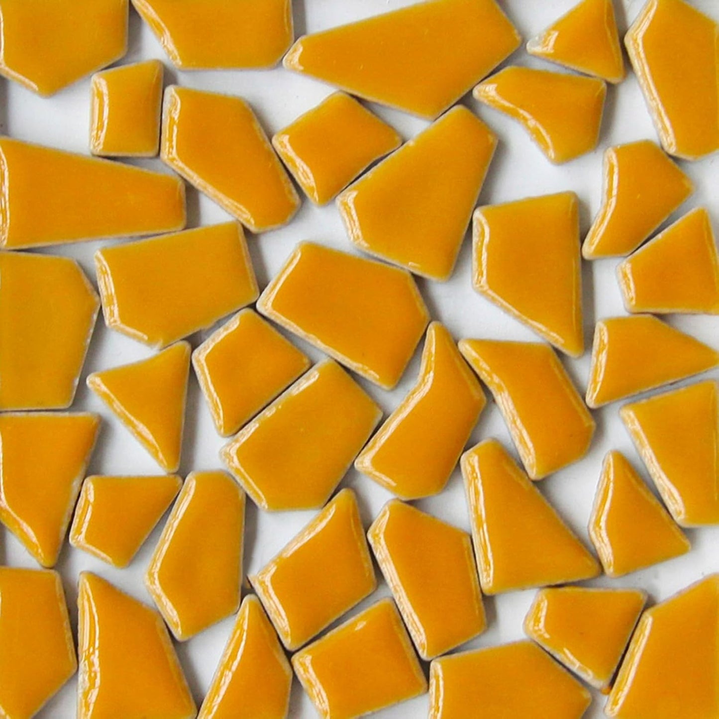 200g Ceramic Triangles Trapezoids Polygons Mosaic Tiles for Crafts, Colorful Stained Glass Pieces for Mosaic Projects, Irregular Size (Bright Orange)