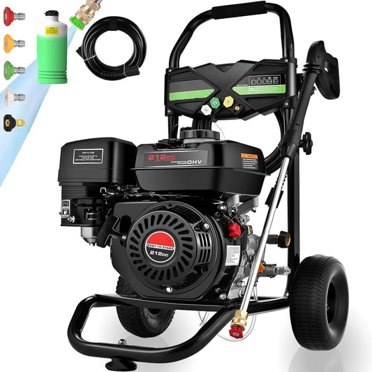 Commercial 4200PSI 4GPM 212CC Gas Pressure Washer, 7.0 HP Professional Gas Power Washer with 5 Nozzles 25FT Hose Foam Bottle for Car Fence Driveway Yard (EPA/CARB/ETL Compliant), Black