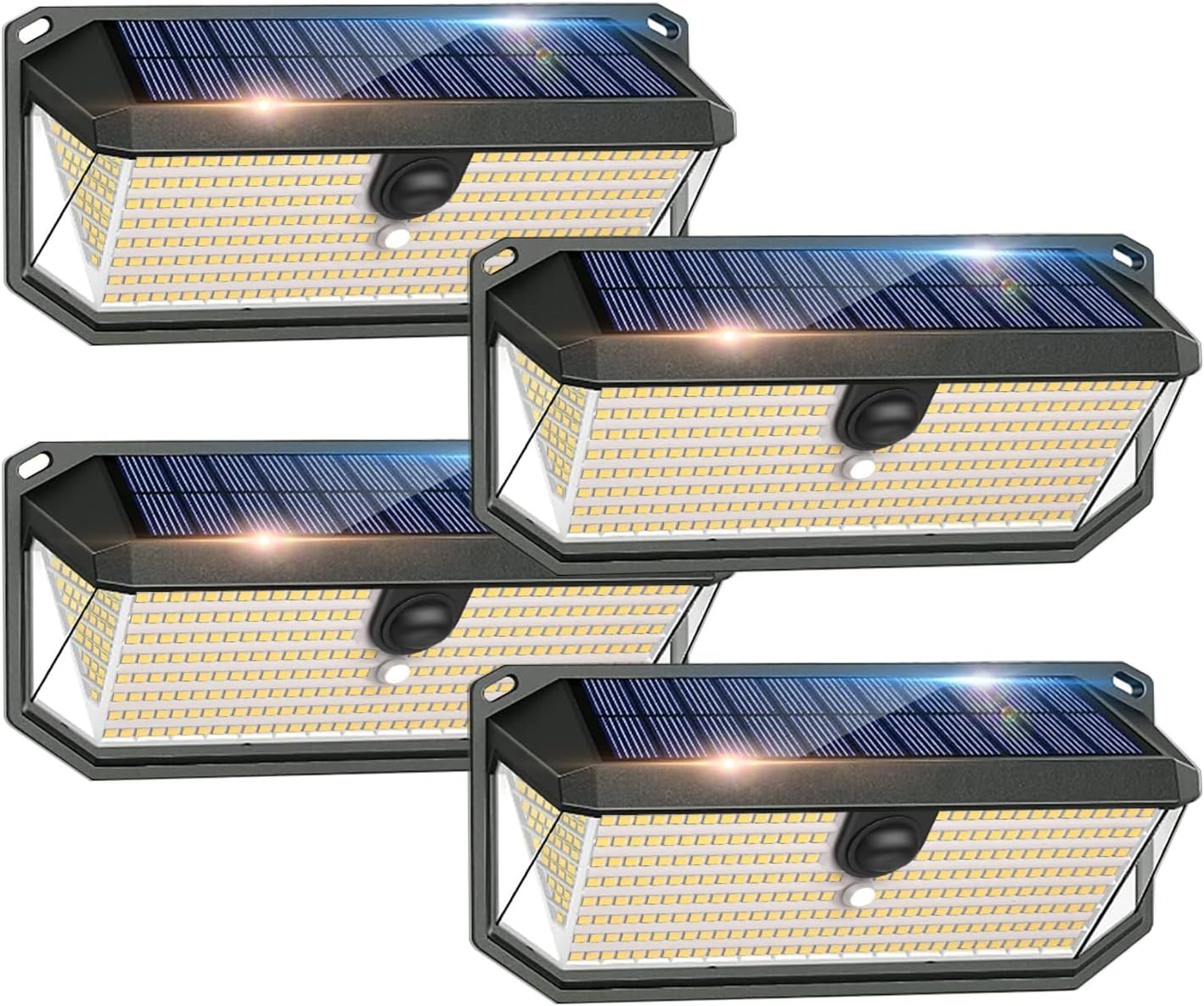 Solar Lights Outdoor, 4000LM 380 LEDs Solar Motion Lights Outdoor Waterproof, 3 Modes 270° Wide Angle Security Light for Stairways/Front Door/Garage/Deck（4 Pack）