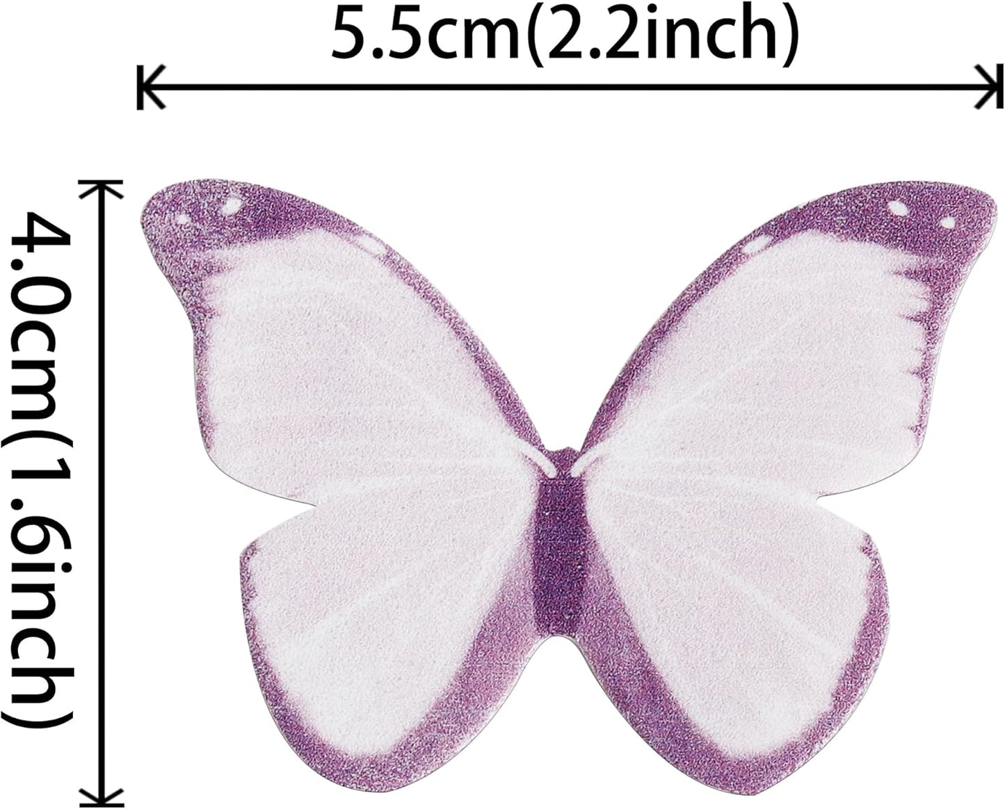 50 PCS Edible Butterfly Cupcake Toppers Wafer Paper Butterfly Cake Decorations Edible Butterfly Party Cupcake Decorations for Baby Shower Wedding Birthday Party Food Decorations Supplies Purple