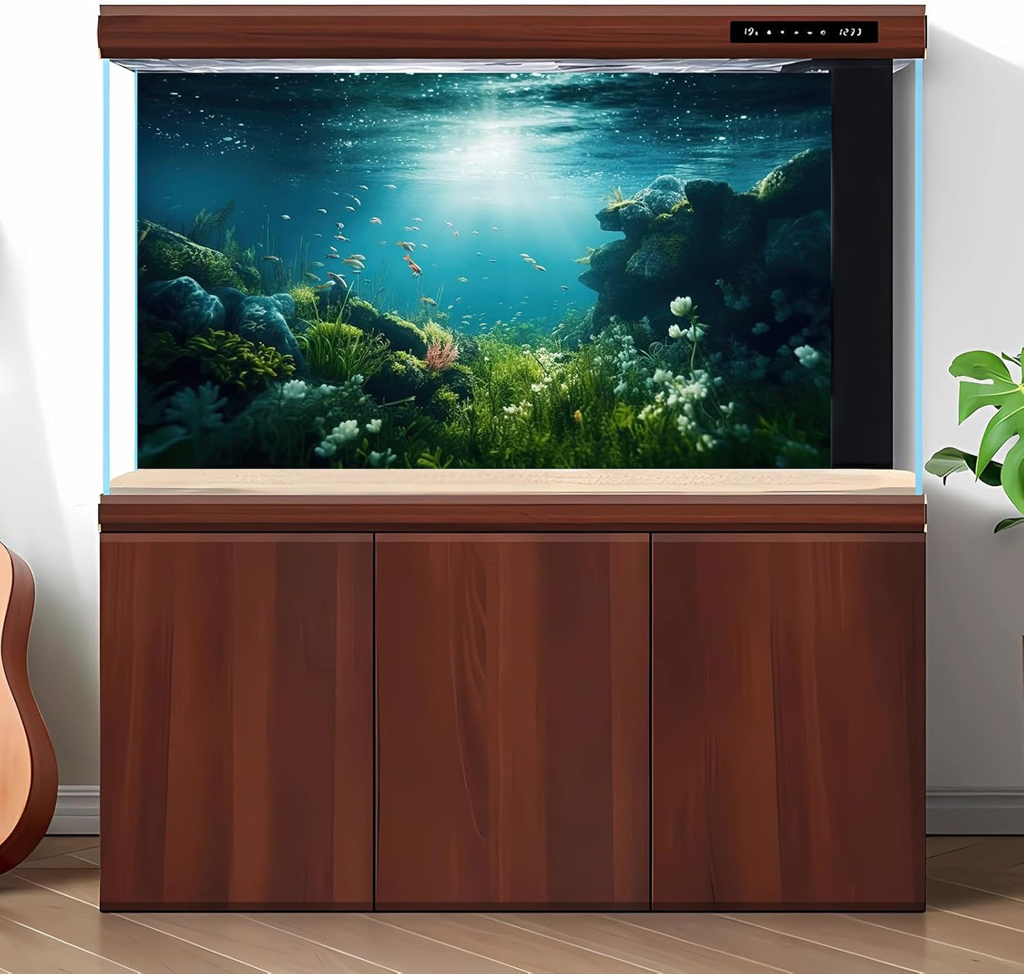 Underwater Aquarium Background Under The Sea Fish Tank Background Ocean Floor Green Aquatic Plants Aquarium Backgrounds Deep Sea Sunray Tropical Fish Aquarium Tank Backgrounds 48x20in