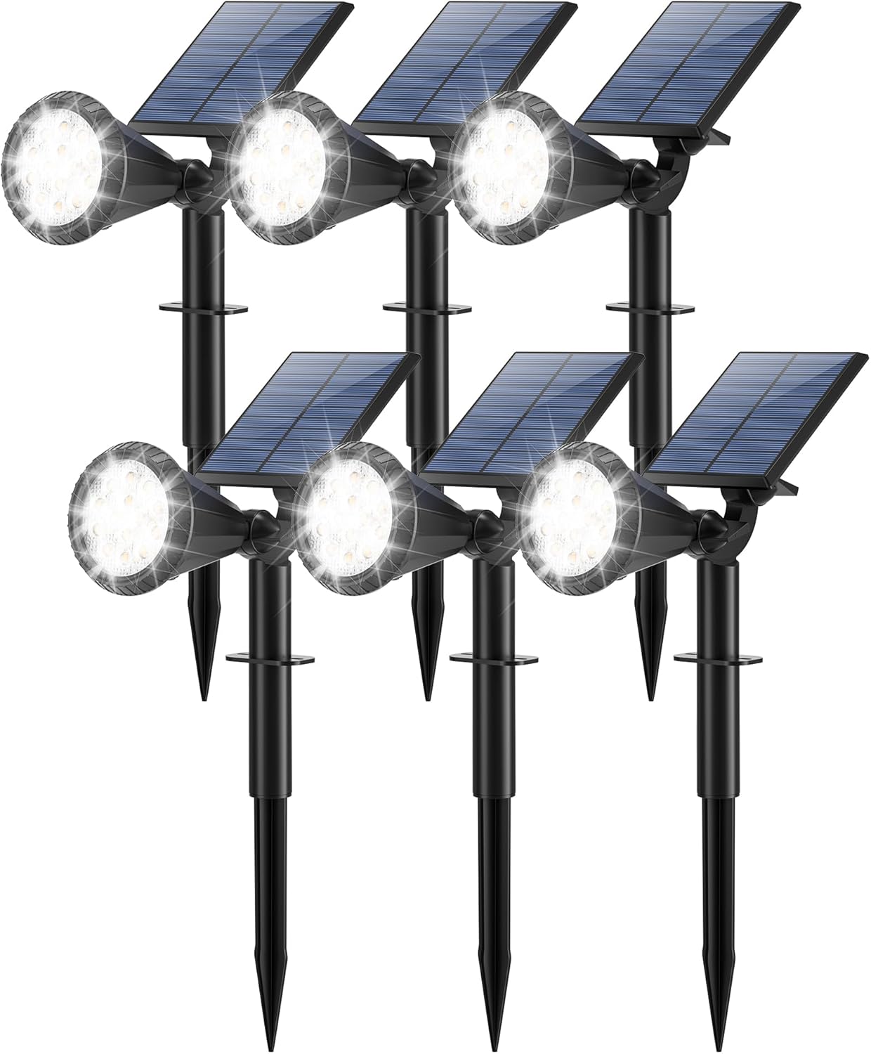 Solar Lights Outdoor Waterproof 180° Adjustable Landscape Spot Lights for Yard 4 Lighting Modes Solar Powered Spotlights for Pathway Garden Outside Wall Pool Porch (6 Pack, Cool White)