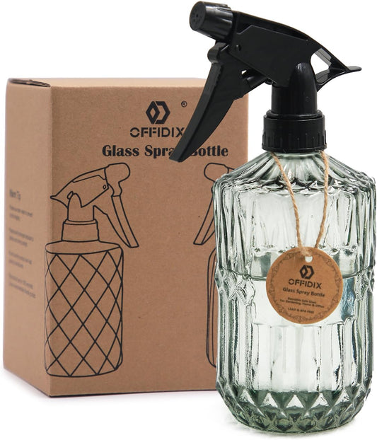 OFFIDIX Fine Mist Plant Mister,Handheld Pressure Glass Spray Bottles,0.43L/15.17oz Watering Can with Adjustable Nozzle for Outdoor Indoor Gardening and Cleaning Work(Light Green)