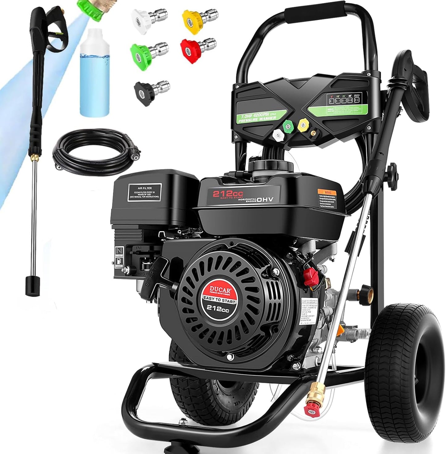 4200PSI Pressure Washer 4.0GPM Gas Power Washer 212CC Gas Powered Washing Machine Commercial High Pressure Washer with 25ft Hose&5 Nozzles for Patio Garden Yard Vehicle,EPA/CARB/ETL