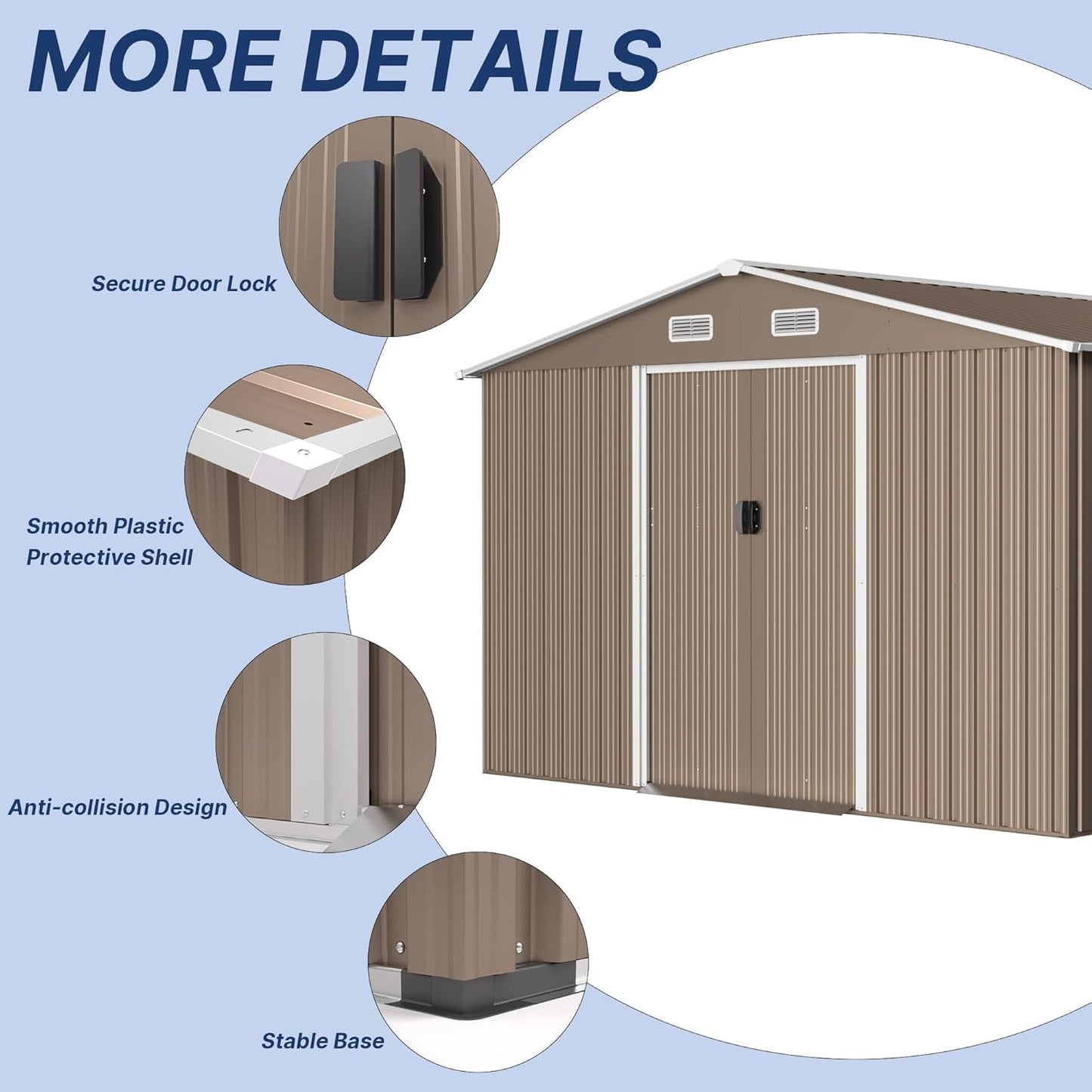 10FT x 8FT Metal Outdoor Storage Shed,Garden Sheds & Outdoor Storage w/Lockable Sliding Doors & Air Vent,Metal Shed for Backyard,Garden,Patio,Lawn
