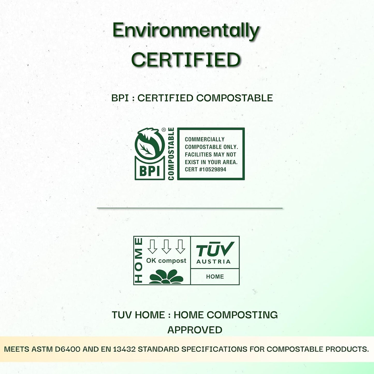 2.6 Gallon Compostable Food Scrap Bags - Handle Tie (100 Count) | BPI & OK Home Certified | Counter Top Bin, Kitchen Trash, Home & Yard Waste Bags