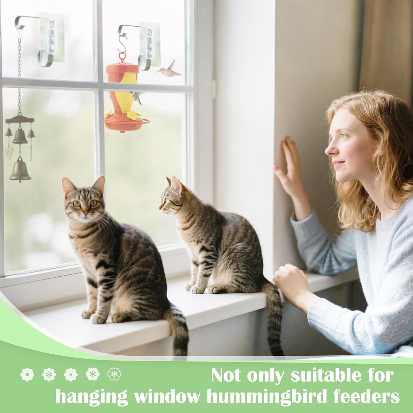 Bird Feeder Hanger Window Mount: Metal Hanging Bird Feeder 6Inch - Geometric Window Hummingbird Feeder - for Outside Decorative - 4pcs