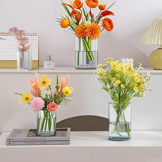 80pcs Glass Vase Cylinder Vases for Centerpieces Small Flower Glass Clear Vases Home Decor Centerpiece Table Flower Vase Decorations for Wedding Decoration＆Holiday Mixed Sizes Tall