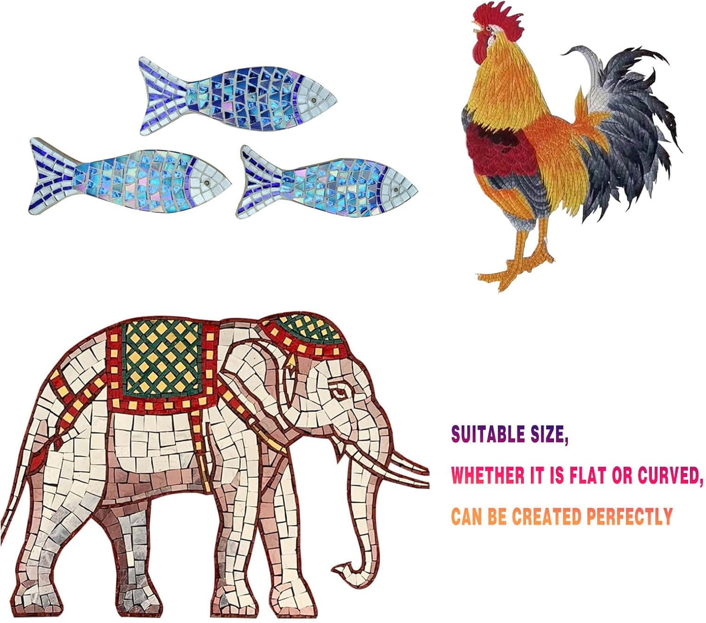 SMEIINIK 1.1lb Bulk Single Iridescent Color Mosaic Tiles for Crafts, Glass Mosaic Pieces for Mosaic Puzzles, Stained Glass Tiles,Mosaic Making Supplies(CWJ07-4)